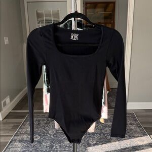 Black Long Sleeve Scoop Neck Bodysuit
